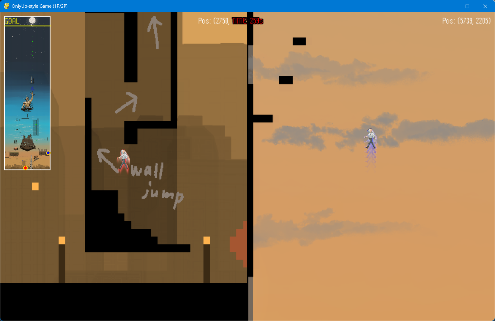 OnlyUp-style Game 2人プレイ画面